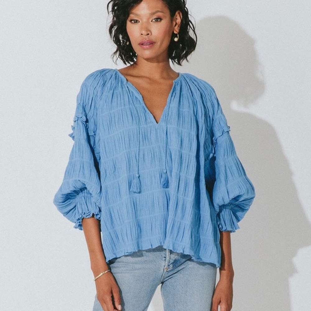 Cleobella/Revolve Blue Boho / Peasant Top - XS